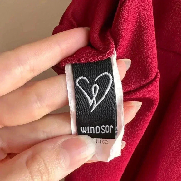 Windsor Strappy Dress Asymmetrical Slit, Red Wine Cocktail Dress, Size Small - Picture 11 of 16